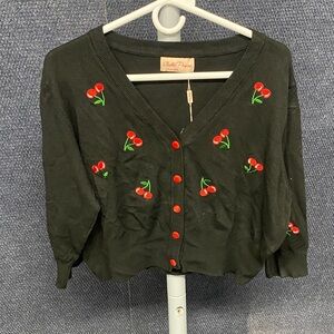 Black Cherry Embroidered Cardigan by Bella Poque